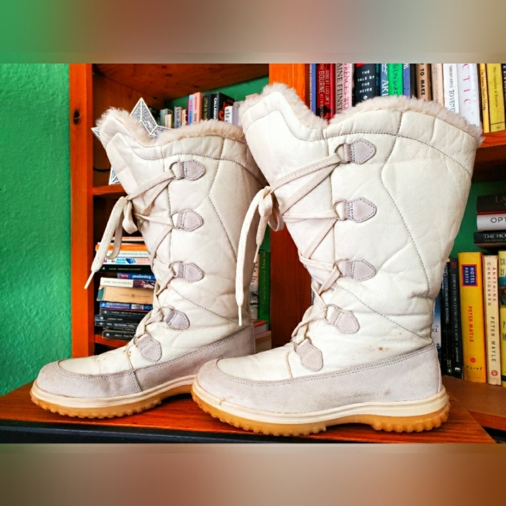 Women's Vintage Italian Leather Sheepskin Wool Winter Boots 🇮🇹
